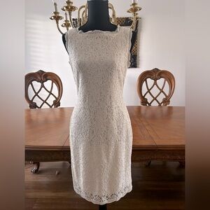Elegant Cream Lace Dress Size 6